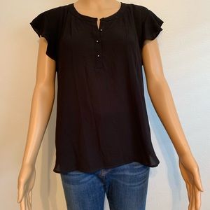 Black cap sleeve flowing shirt